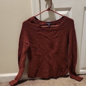 American Eagle Outfitters Brown Textured Knit Crewneck